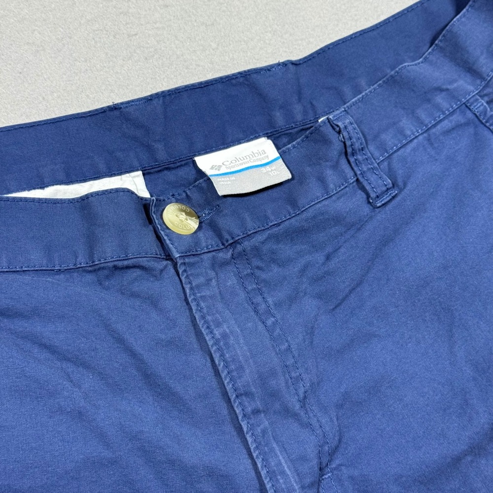 Columbia PFG Mens Navy Blue Fishing Shorts Size 34 Cotton Blend Outdoor Casual